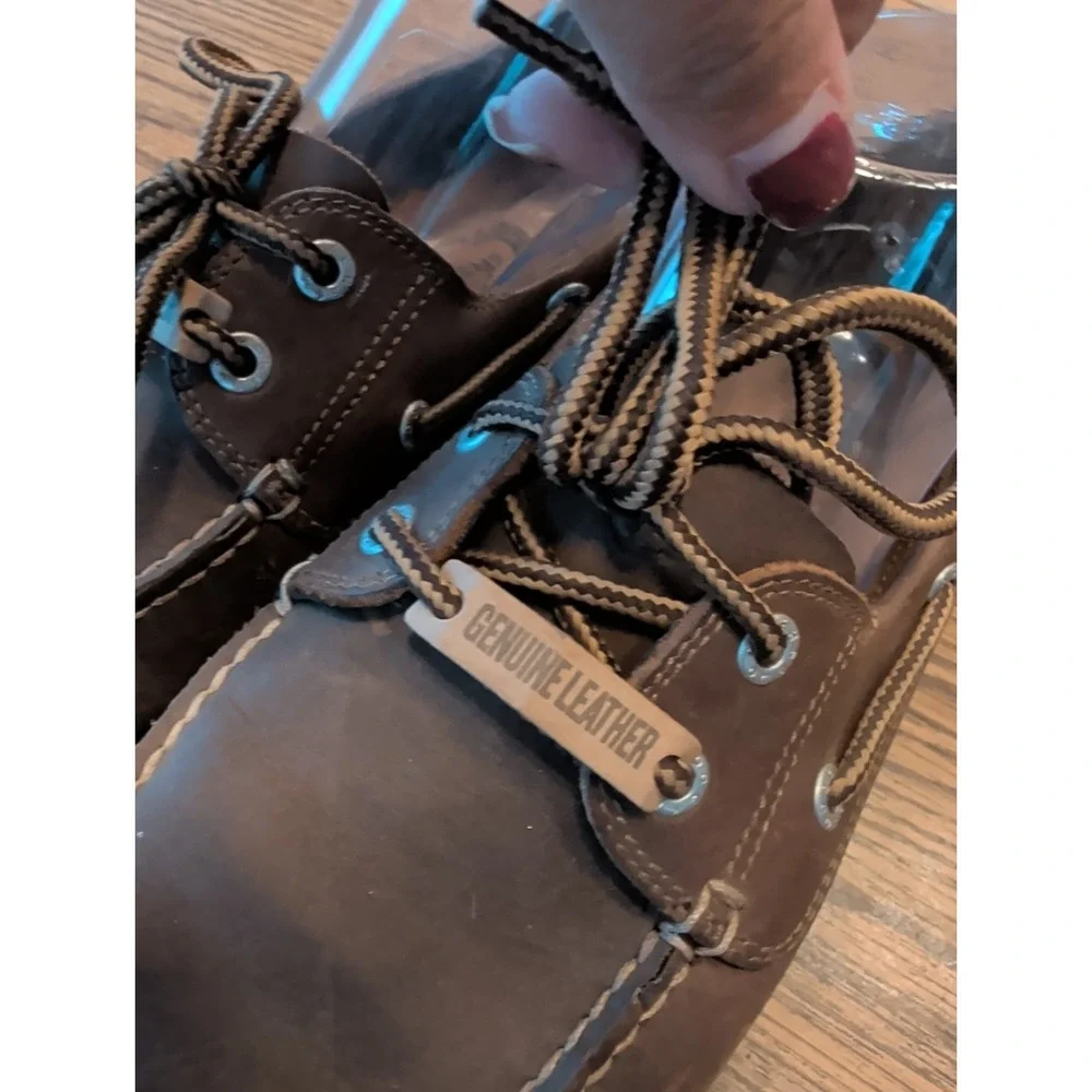 Men's Dockers 2-Eye Boat Shoes Brown Leather Size 8M Pre-Owned